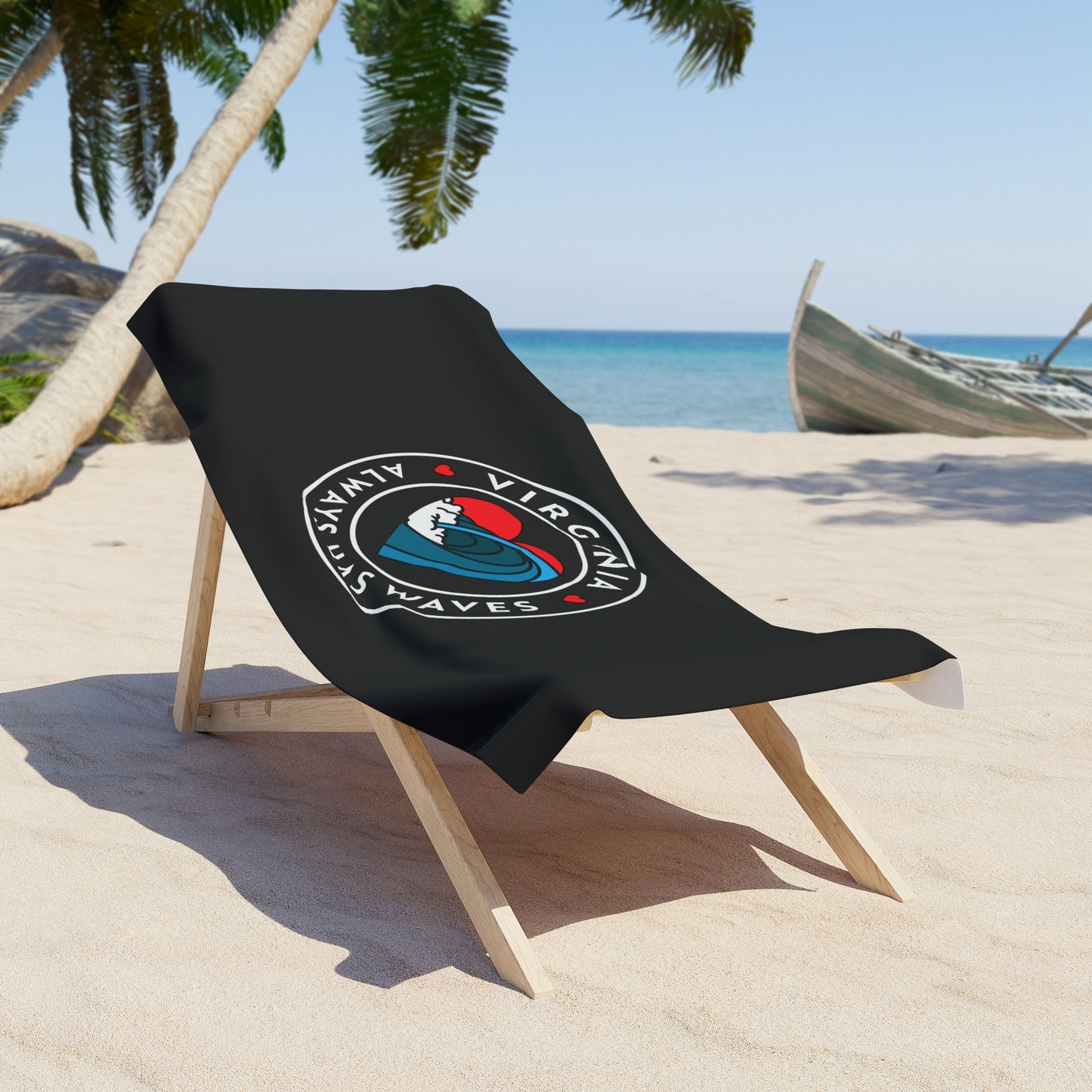 Virginia Beach Towel - Always Has Waves Design, Perfect for Summer Fun