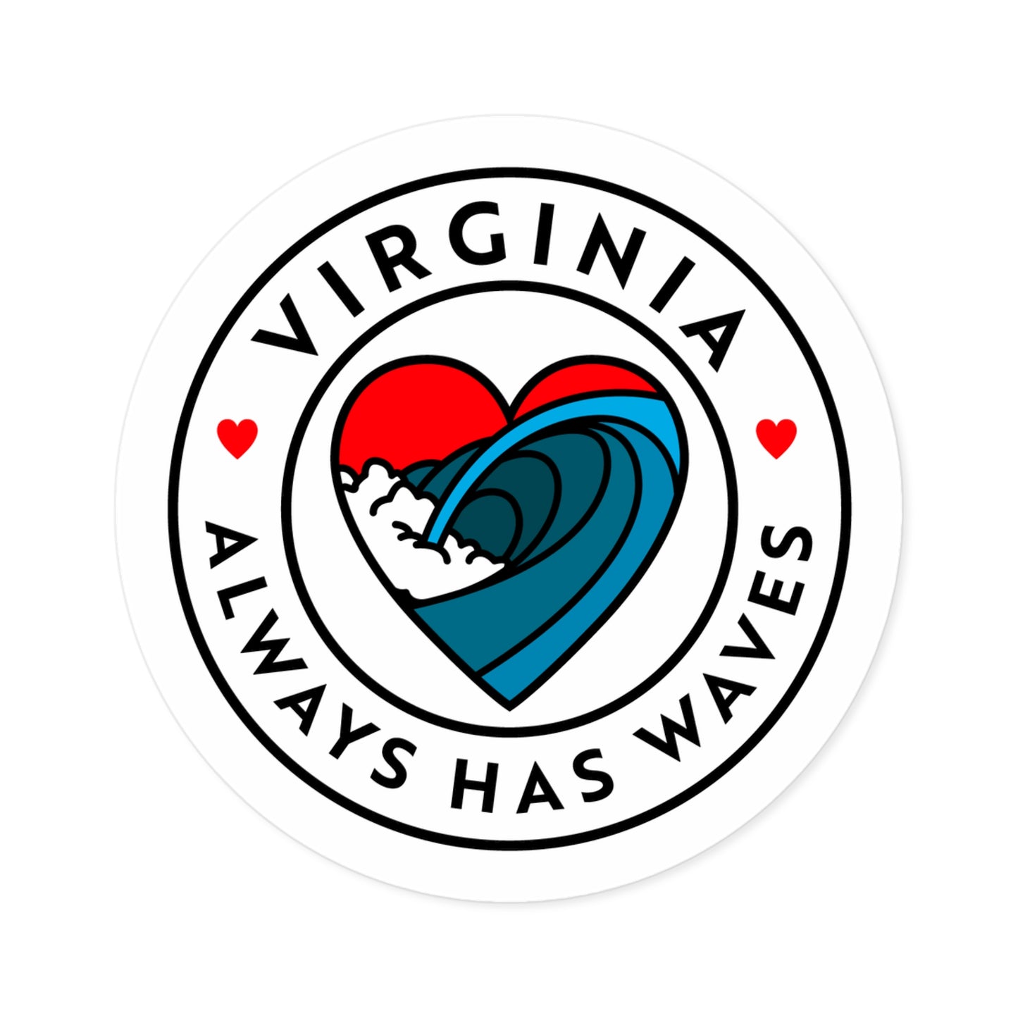 Virginia Waves Round Stickers - Indoor/Outdoor, Surf Vibe Decor