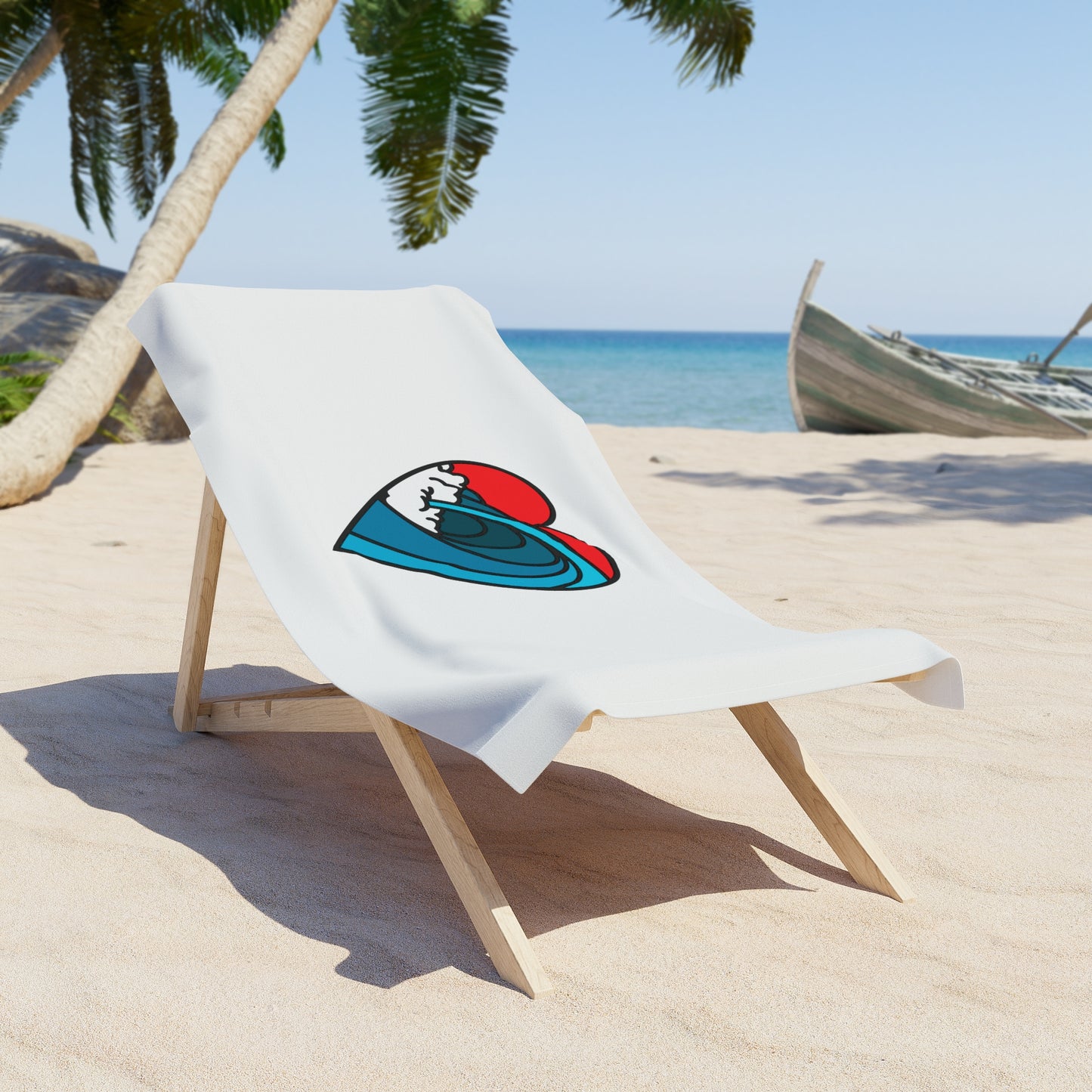Beach Towel - Heart Wave Surf Design | Ocean Lovers Beach Towel