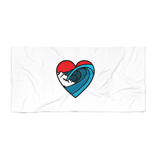 Beach Towel - Heart Wave Surf Design | Ocean Lovers Beach Towel